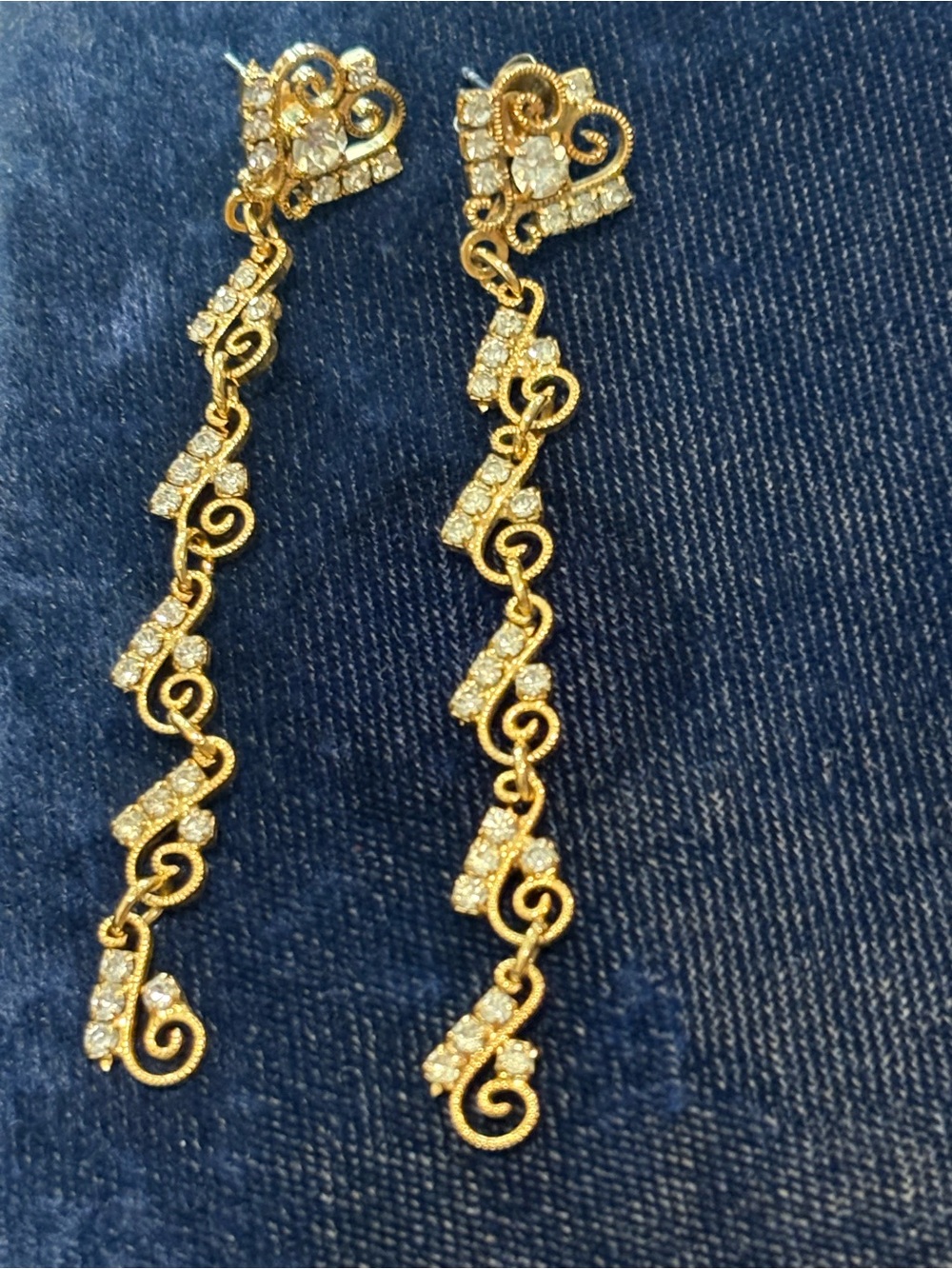 Gold-Tone Crystal Drop Earrings - Elegant Long Dangle